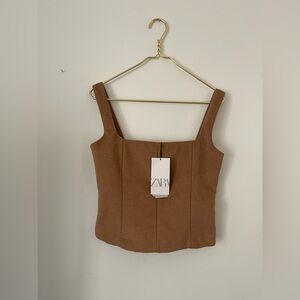 ZARA/ Suede corset tank